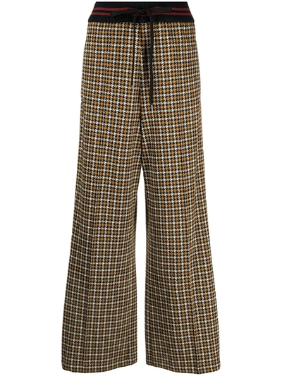 Marni Houndstooth Wide-leg Trousers In Black