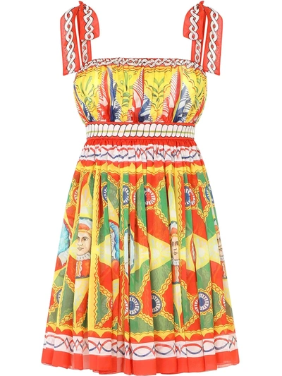 Dolce & Gabbana Carretto Print Silk Chiffon Mini Dress In Multicolor