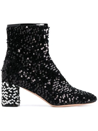 Rochas Sequin Ankle Boots In Metallico