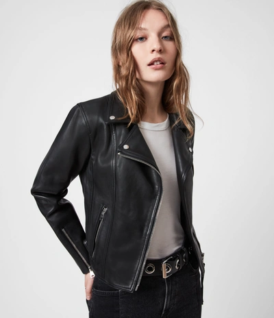 Allsaints Womens Black Neve Leather Biker Jacket 10 | ModeSens