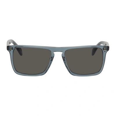 Oliver Peoples Men's Bernardo Square Translucent Acetate Sunglasses In Washed Teal / Carbon Grey