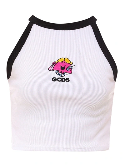 Gcds Embroidered Logo Cropped Top In White