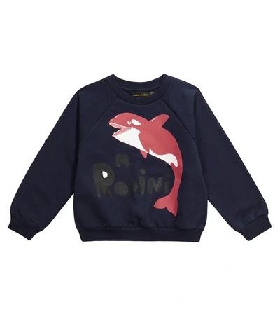 Mini Rodini Kids' Orca Organic Cotton Sweatshirt In Blue