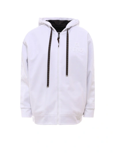 Fendi Ff Motif Reversible Hooded Jacket In White