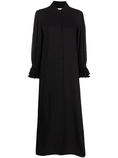 Khaite Mari Button-down Silk Midi Dress In Black