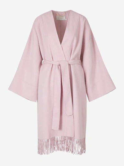 Zimmermann Fringed Wrap Coat In Pink