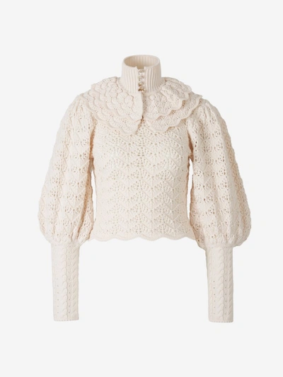 Zimmermann Ladybeetle Crochet Sweater In White