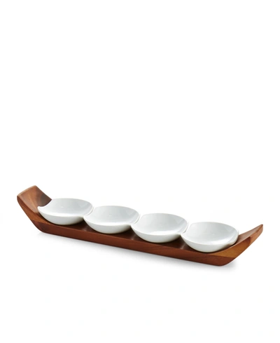 Nambe Quatro Snack And Serve Set In White And Brown