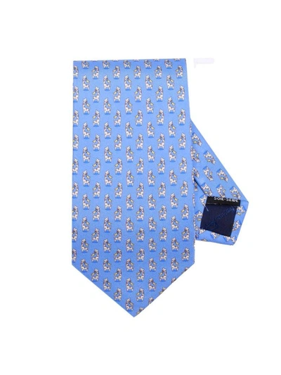 Ferragamo Tie Tie Men Salvatore  In Gnawed Blue