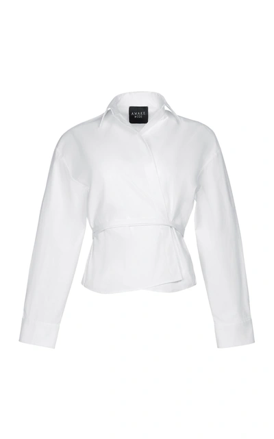 A.w.a.k.e. Women's Wrap-effect Cotton-blend Top In White