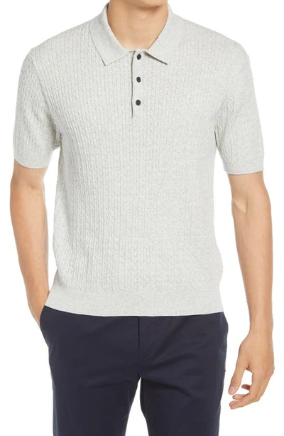 Club Monaco Feel Good Cable Knit Polo In Grey