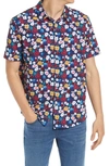 Good Man Brand Flex Pro Slim Fit Print Short Sleeve Button-up Shirt In Blue Bahama Blossom