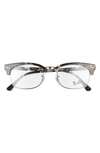 Ray Ban Clubmaster 52mm Blue Light Blocking Glasses In Grey Havana/ Clear