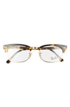 Ray Ban Clubmaster 52mm Blue Light Blocking Glasses In Havana Yellow/ Clear