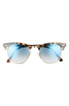 Ray Ban Clubmaster 51mm Gradient Sunglasses In Yellow Havana/ Clear Blue