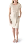 Kindred Bravely Women's Eleanora Maternity & Nursing Lounge Dress In Oatmeal Stripe