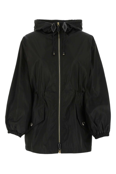Burberry Binham Zip Hooded Nylon Jacket In Black