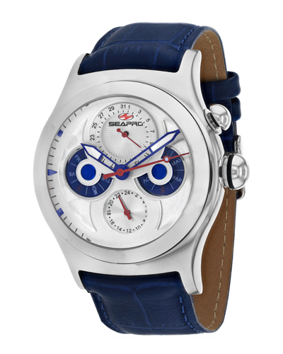 Seapro Chronoscope Quartz White Dial Mens Watch Sp0130 In Blue / White