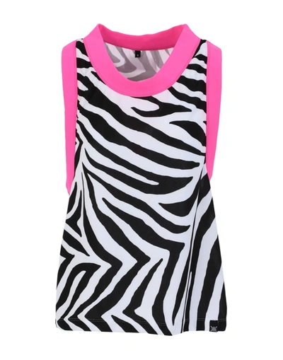 Redemption Athletix Zebra-print Sleeveless Recycled Polyester Top In Zebra Black White