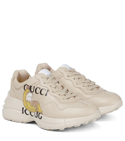 Gucci Bananya Rhyton Sneakers With Logo In White | ModeSens