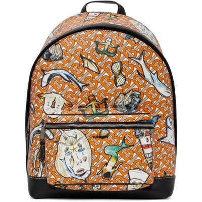 Burberry Orange E-canvas Tb Monogram Jett Backpack