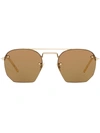 Saint Laurent Men's Geometric Metal Double-bridge Sunglasses In Gold