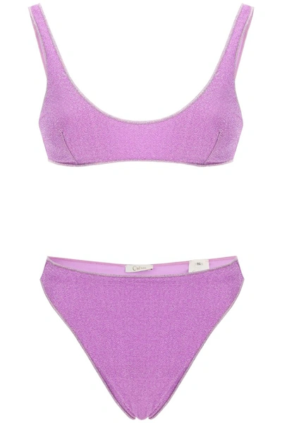 Oseree Oséree Glittered Effect Bikini Set In Purple