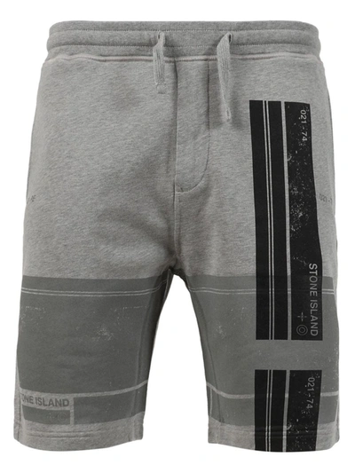 Stone Island Fleece Logo Shorts, Mélange Grey