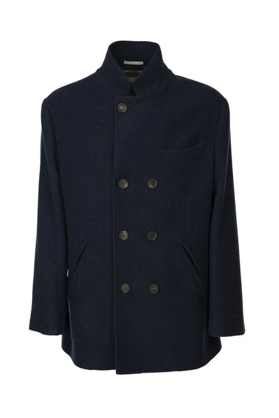 Brunello Cucinelli Lightweight Water-resistant Cashmere Pea Coat In Cobalt