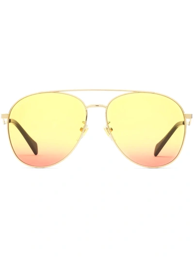 Gucci Tinted Aviator-frame Sunglasses In Gold