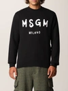 Msgm Men's Sweatshirt Sweat  Logo Pennellato In Black