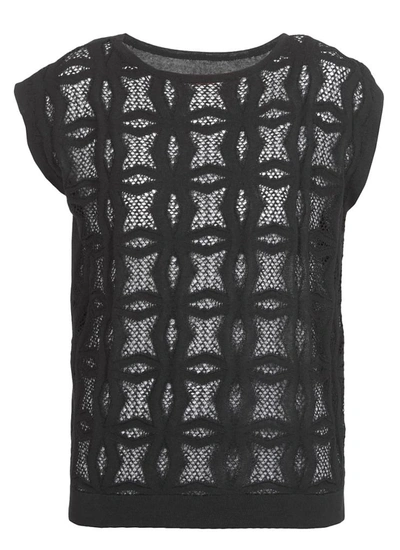 D-exterior Sleeveless Top With Embroidered Lace In Black