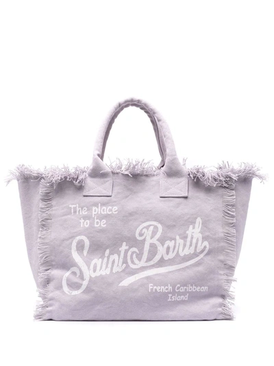 Mc2 Saint Barth Frayed Logo-print Tote Bag In Purple