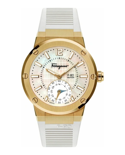 Ferragamo Classic F-80 Quartz Ladies Watch Sfdt01620 In Gold Tone,silver Tone,white