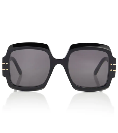 Dior Signature S1u 55mm Oversized Square Acetate Sunglasses In Shiny Black