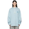 Acne Studios Fonbar Face Patch Oversize Organic Cotton Hoodie In Blue