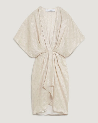 Iro Halsey V Neck Metallic Mini Dress In Nude | ModeSens