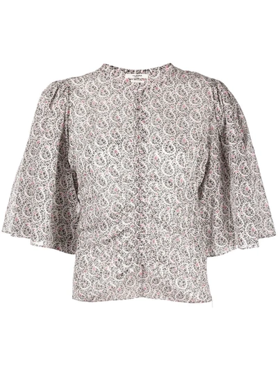 Isabel Marant Étoile Mariazo Floral Flutter-sleeve Blouse In Ivory