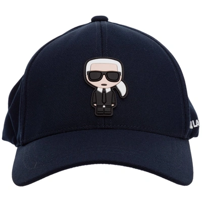 Karl Lagerfeld Logo Patch Baseball Cap In Blue