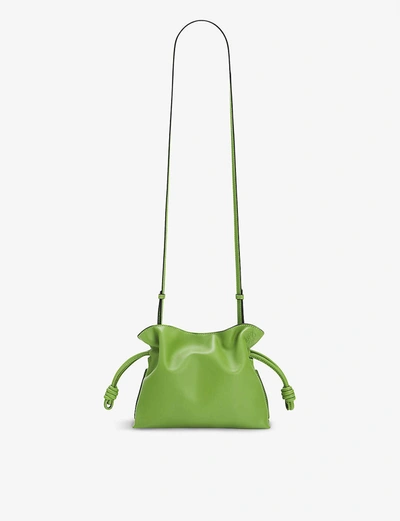 Loewe Flamenco Knot Mini Leather Clutch In Apple Green