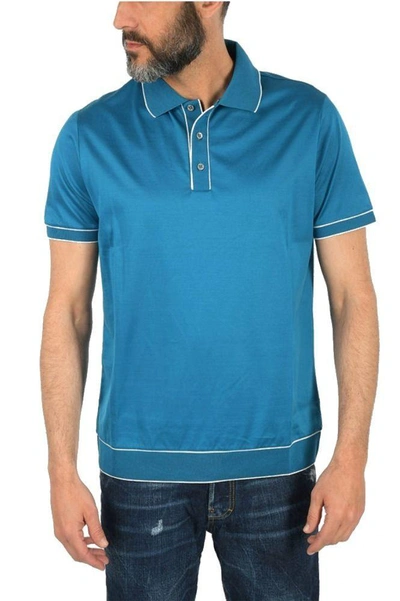 Loro Piana Men's Blue Cotton Polo Shirt