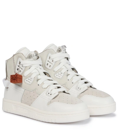 Acne Studios Mens White Buxeda Branded Leather High-top Trainers 7