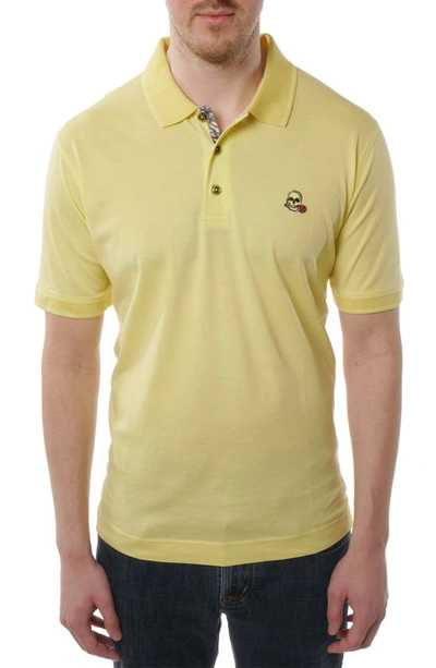 Robert Graham Men's Archie Polo Shirt Contrast Detail In Light Yellow