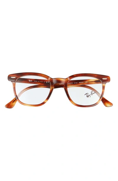 Ray Ban 48mm Small Blue Light Blocking Glasses In Stripe Havana/ Clear