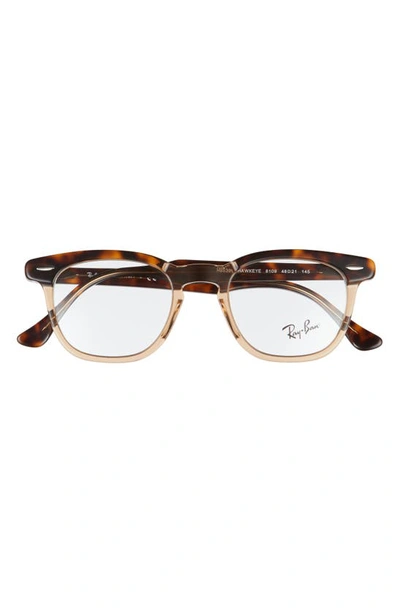 Ray Ban 48mm Small Blue Light Blocking Glasses In Havana/ Clear