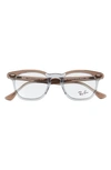 Ray Ban 48mm Small Blue Light Blocking Glasses In Brown Grey/ Clear