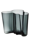 Monique Lhuillier Waterford Alvar Aalto Glass Vase In Dark Grey