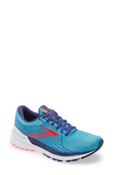 Brooks Adrenaline Gts 21 Running Shoe In Horizon/ Blue Ribbon/ Pink
