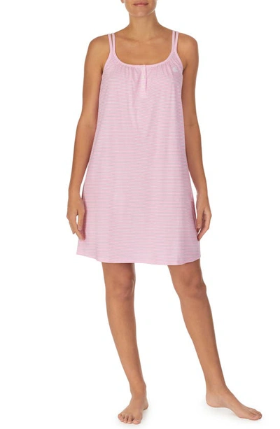 Lauren Ralph Lauren Double Strap Nightgown In Pink Stripe