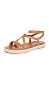 Vince Smith Leather Espadrille Sandals In Cuoio
